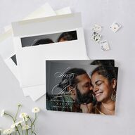 Vintage Flourish Save The Date Cards Pure White Signature smooth Blank No Standard