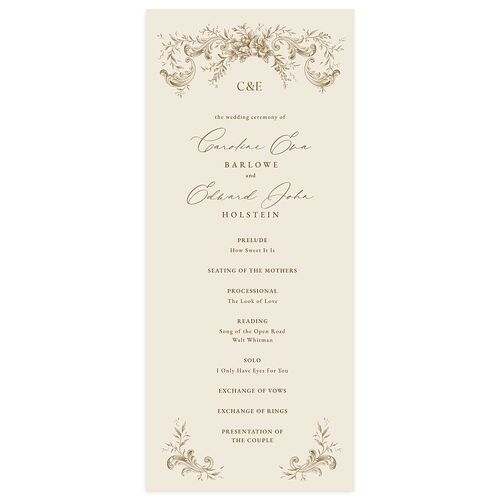 Antique Victorian Botanical Wedding Programs Driftwood Signature