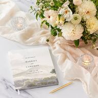Vintage Landscape Wedding Guest Book Dark Green