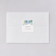 Elegant Hydrangea Wedding Stickers Dusty Blue Soft Square