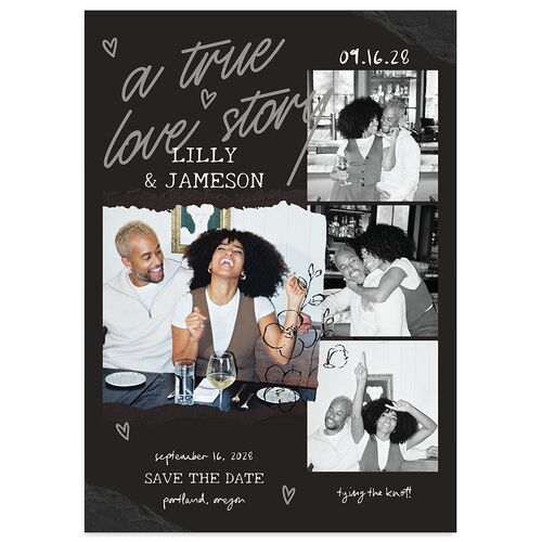 Mood Board Save the Date Cards Licorice Signature smooth Blank No