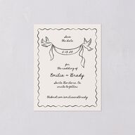 Vintage Lovebird Banner Save the Date Petite Cards Linen Signature smooth Blank No Standard