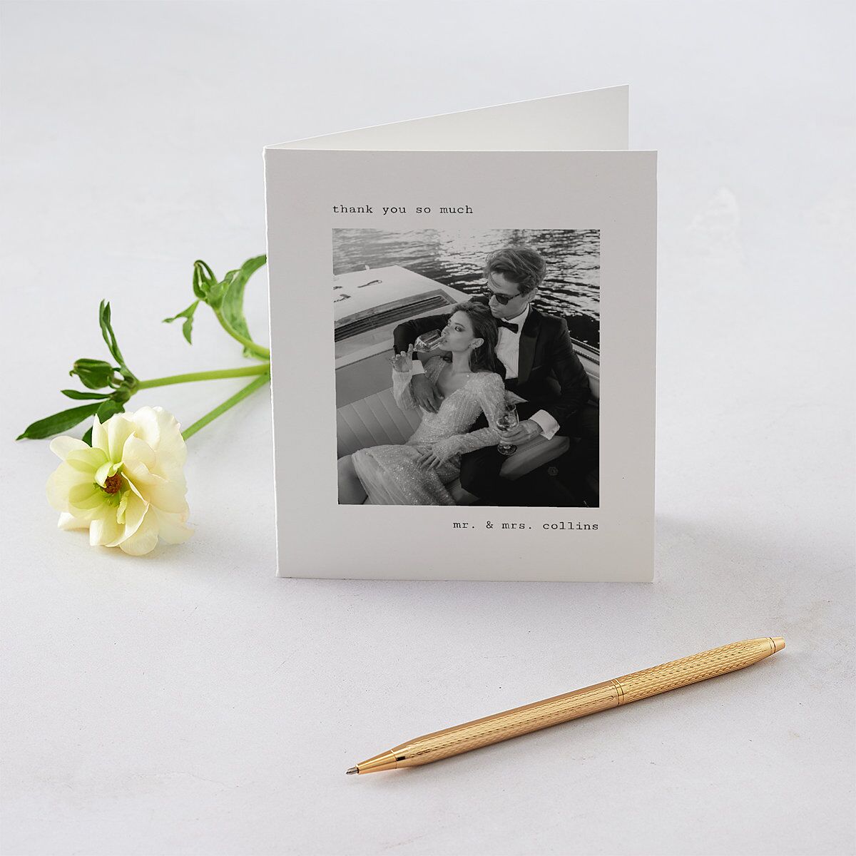 Elegant Sign Off Thank You Cards Pure White