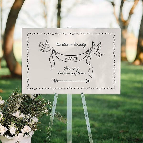 Vintage Lovebird Banner Standard Direction Sign Large Linen Standard Indoor Foam Core L Direction