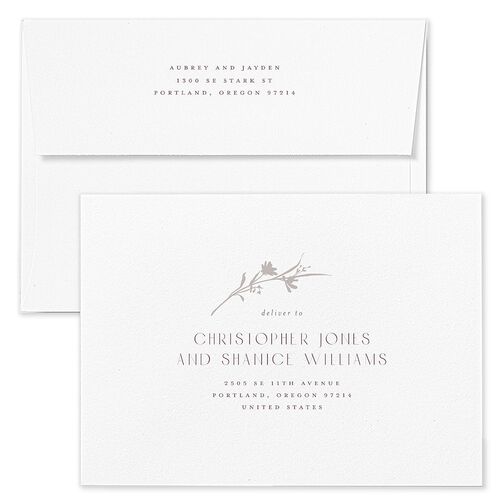 Minimal Wildflower Rehearsal Dinner Invitation Envelopes White Boysenberry Both Recipient and Return Addresses Signature Standard