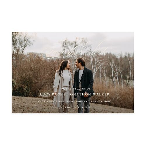 Branches Monogram Save the Date Postcards Linen