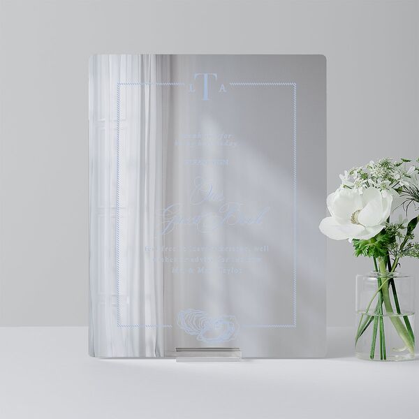 Coastal Oysters and Anchors Mirrored Acrylic Tabletop Sign Small Sea Blue Mirrored Acrylic S Tabletop Table Standard