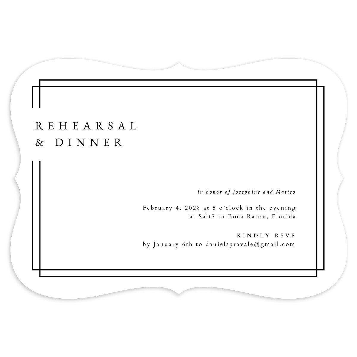 Double Frame Rehearsal Dinner Invitations