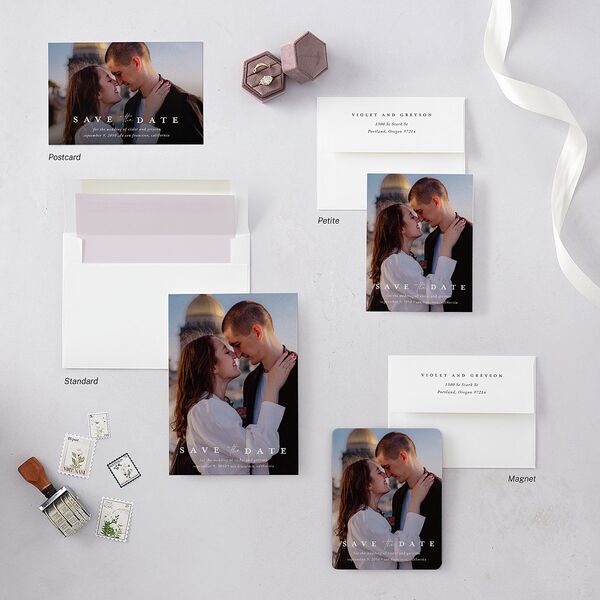 Ethereal Floral Save The Date Magnets Sheer Lilac Magnet Paper