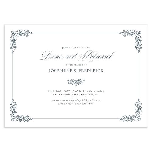 Black Tie Crest Rehearsal Dinner Invitations Dusty Blue Signature Blank