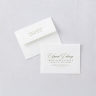 Modern Classic Picture Landscape Save the Date Petite Card Envelopes White Olive Both Recipient and Return Addresses Signature Standard