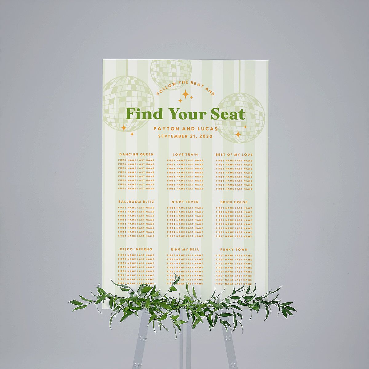 Colorful Retro Stripes Standard Seating Chart Large Sea Foam Standard Indoor Foam Core L Seating