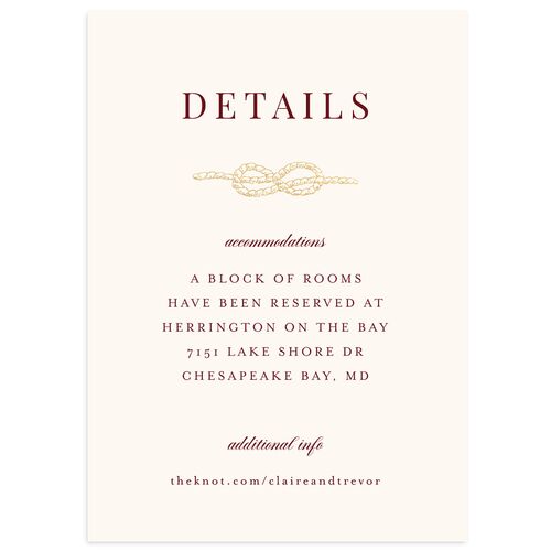 Elegant Lighthouse Foil Wedding Event Detail Cards Gold Maroon Signature Standard