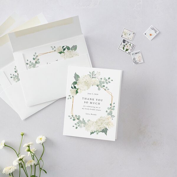 Elegant Hydrangea Bridal Shower Thank You Cards Off-White