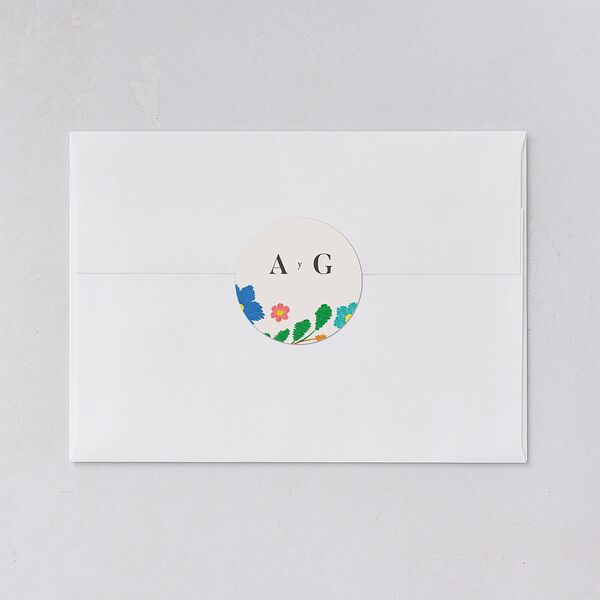 Bordados Florales Wedding Stickers Off-White Circle
