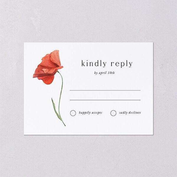 Wild Poppies Wedding Response Cards Pure White Signature Standard