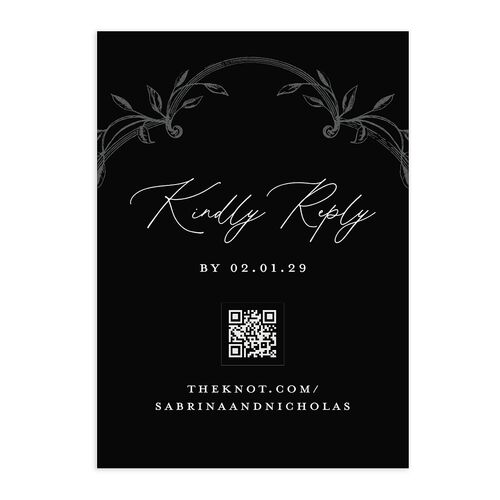 Heirloom Botanical QR Code RSVP Cards Midnight Signature Standard