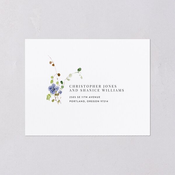 Delicate Wildflower All-in-One Wedding Invitations Pure White Signature Light Both Recipient and Return Addresses No