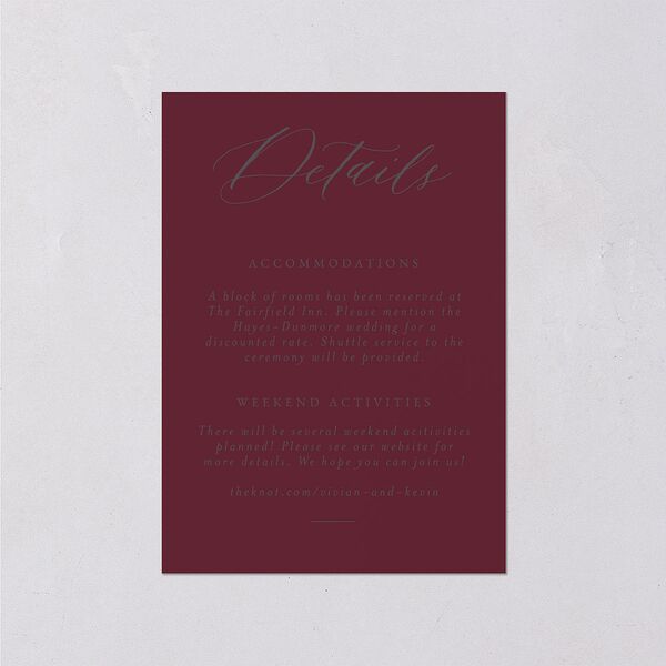 Beloved Floral Foil Wedding Enclosure Cards Rose Gold Dark Berry Signature Standard