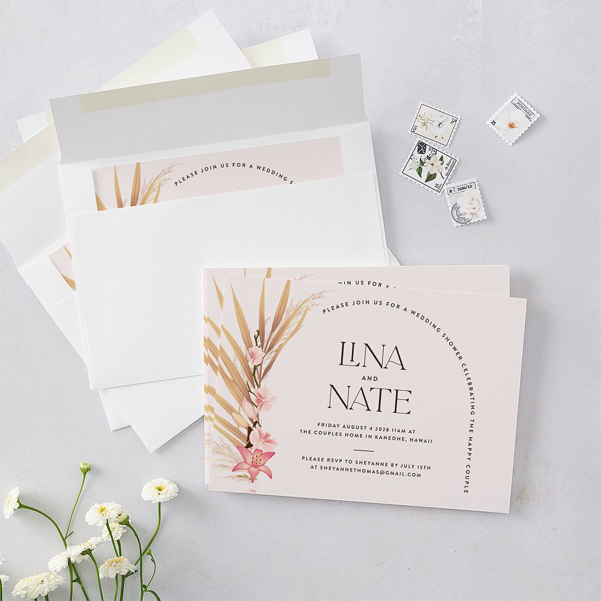 Tropical Oval Bridal Shower Invitations — view 5