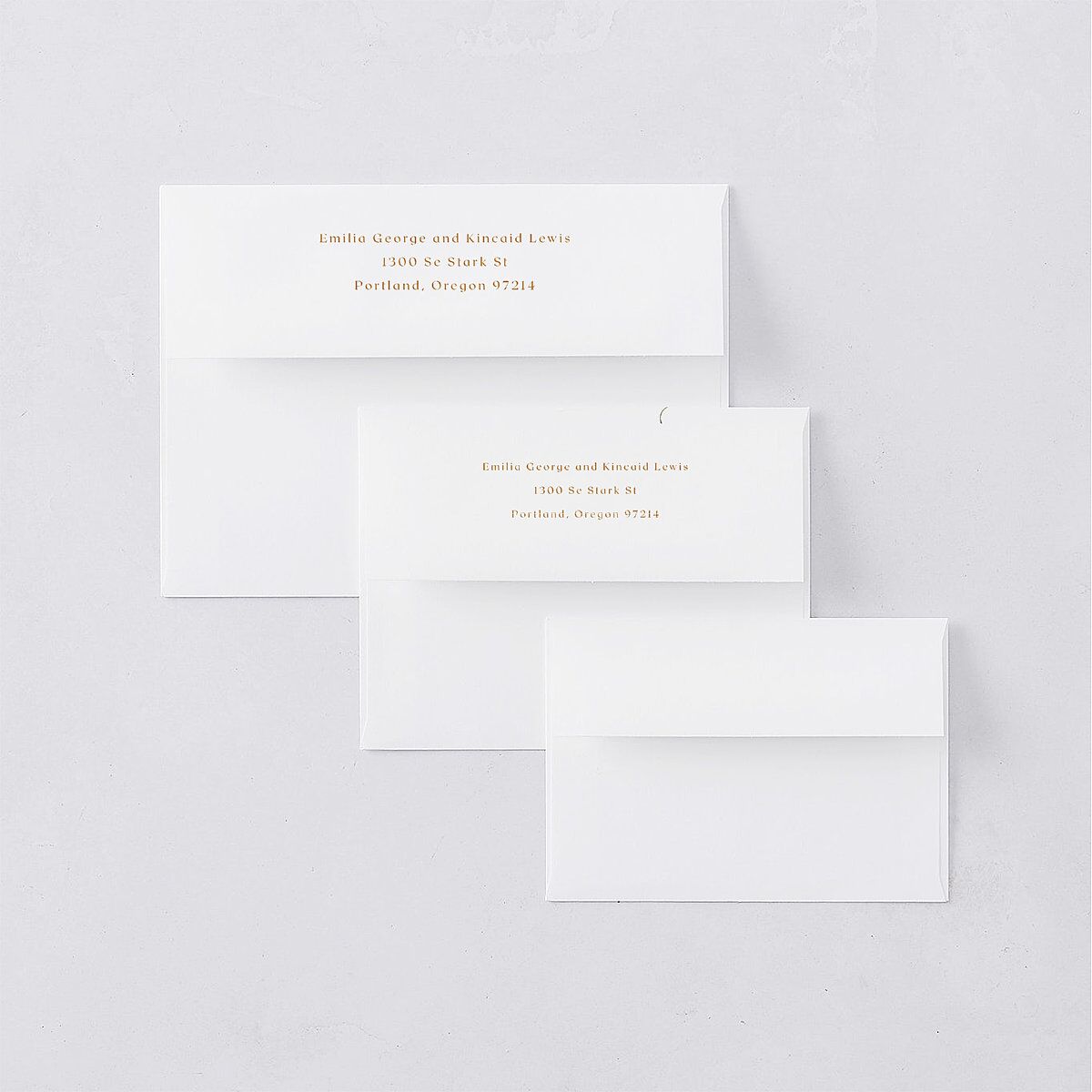 Wild Pansies Bridal Shower Invitation Envelopes White Rose Gold Both Recipient and Return Addresses Signature Standard