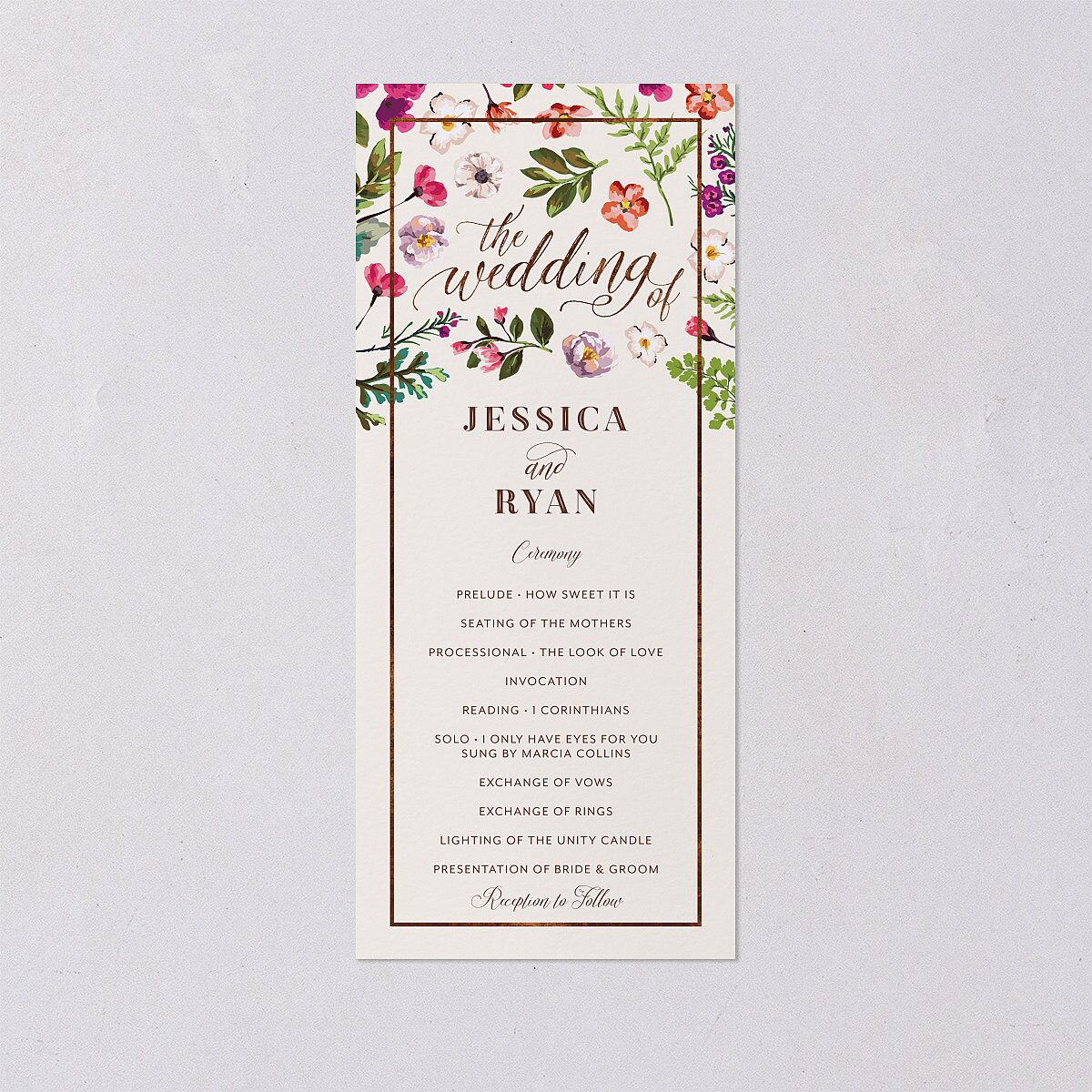 Bronze Floral Frame Wedding Programs Ivory Signature