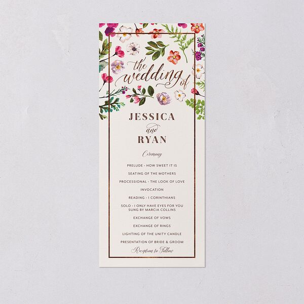 Bronze Floral Frame Wedding Programs Ivory Signature
