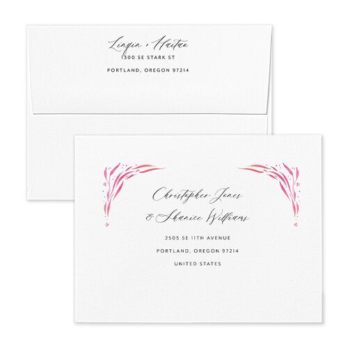 Chinese Phoenix Fenghuang Thank You Card Envelopes White Rose Pink Both Recipient and Return Addresses Signature Standard