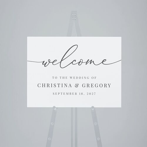 Romantic Calligraphy Standard Welcome Sign Medium Silver Standard Outdoor Corrugated M Welcome