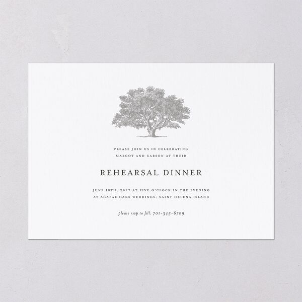 Southern Oak Tree Rehearsal Dinner Invitations Pure White Signature Blank