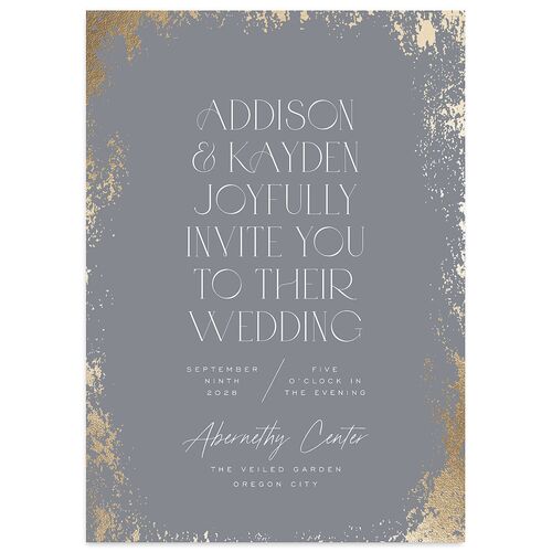 Metallic Edge Wedding Invitations Gold Smoke Signature Blank No