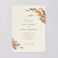 Soft Pampas Botanical Wedding Invitations Sepia Signature Blank No Rounded