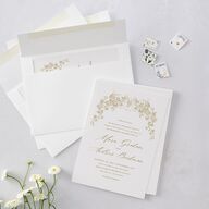 Antique Botanical Garland Wedding Invitations Champagne Signature Blank No Standard