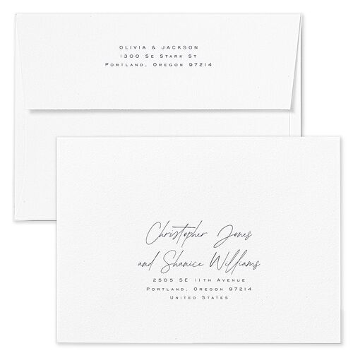On This Day Wedding Invitation Envelopes White Plum Both Recipient and Return Addresses Standard Signature
