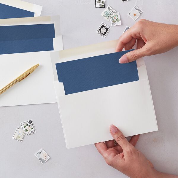 Watercolor Blooms Standard Envelope Liners Standard Midnight Navy
