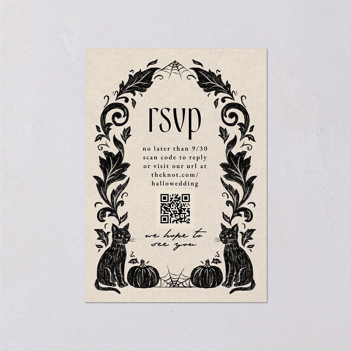Spooky Halloween Nouveau Wedding Response Cards Linen Signature Standard