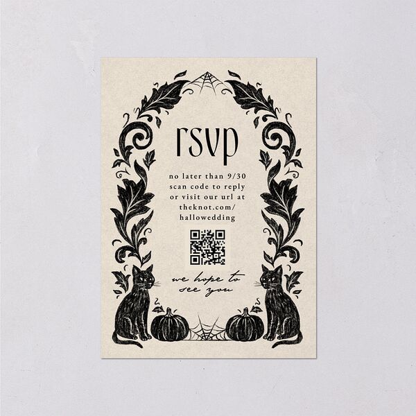 Spooky Halloween Nouveau Wedding Response Cards Linen Signature Standard