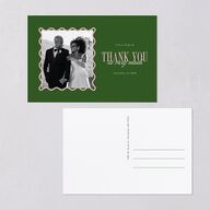Wavy Frame Photo Thank You Postcards Scottish Green