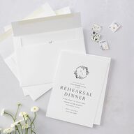 Monogram Leaves Rehearsal Dinner Invitations Charcoal Signature Blank Standard