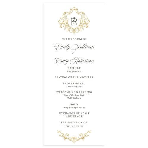 Vintage Regency Monogram Frame Wedding Programs Pure White Signature