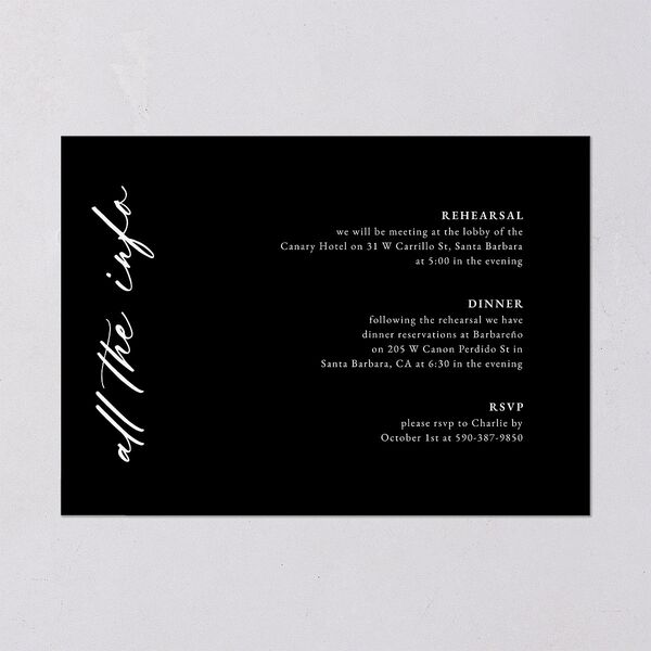 Vertical Names Rehearsal Dinner Invitations Licorice Signature Blank