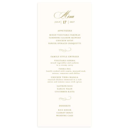 Vintage Flourish Menus Linen Signature