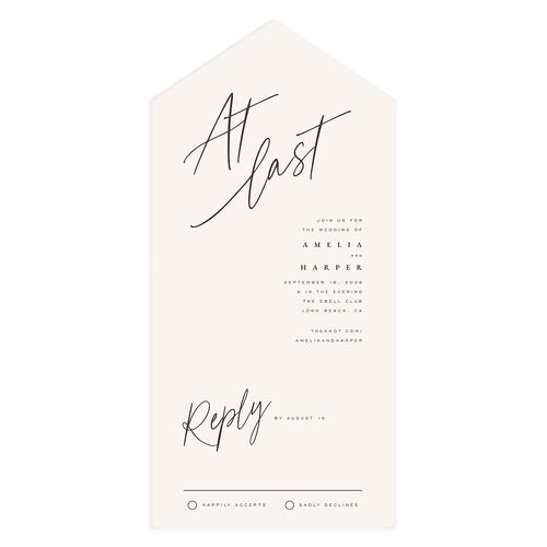You Are Mine All-in-One Wedding Invitations Champagne Signature Light Both Recipient and Return Addresses No