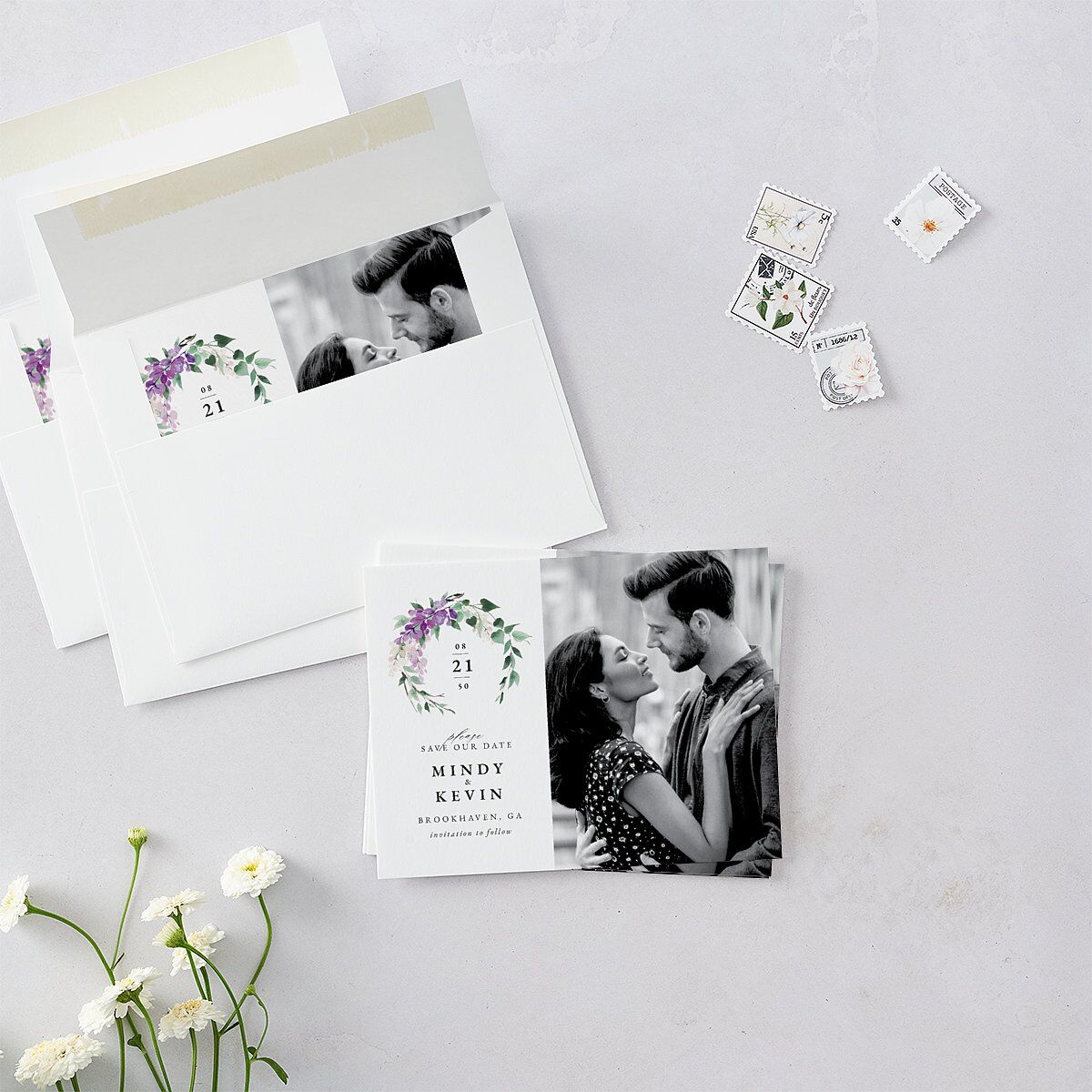 Romantic Wisteria Save the Date Petite Cards — view 4