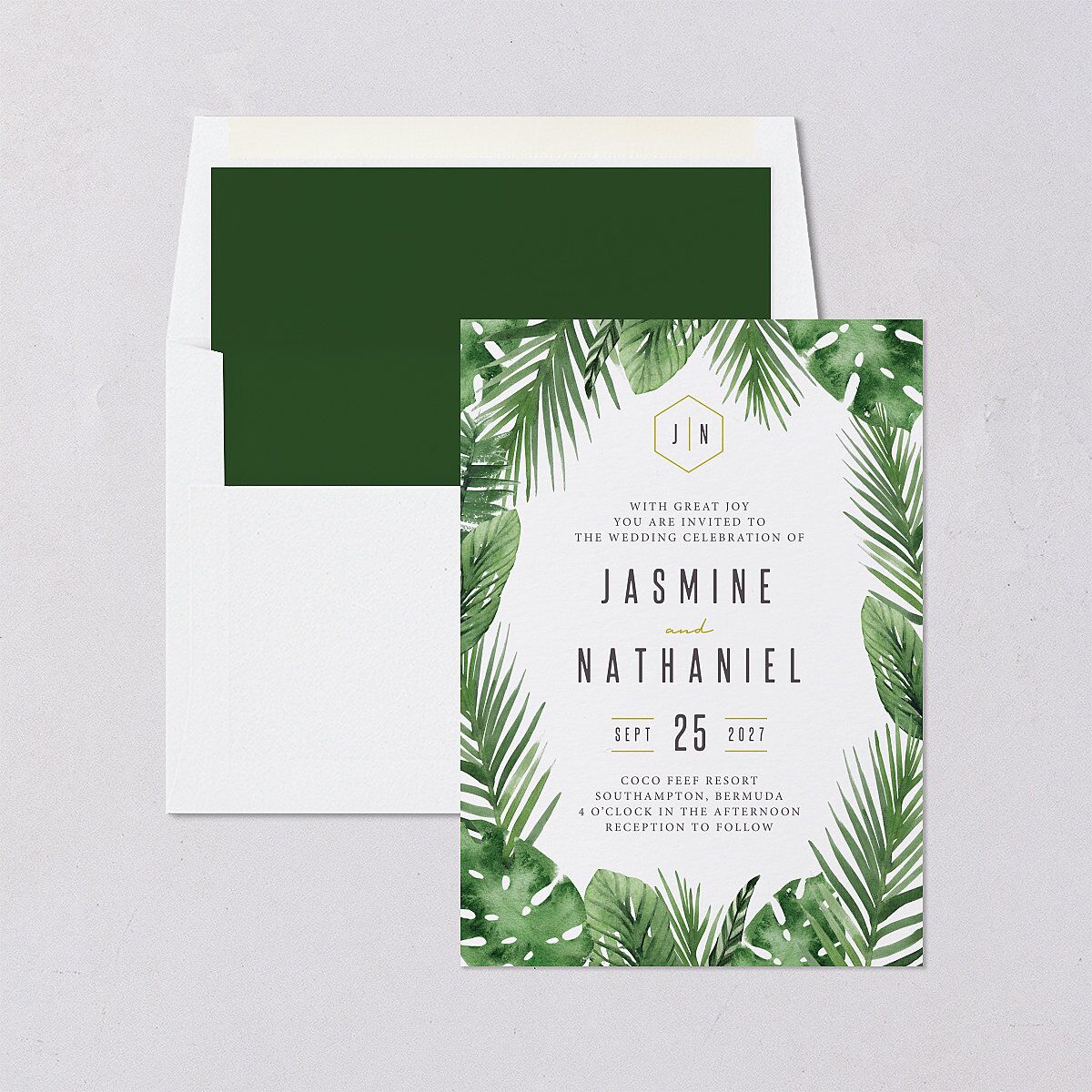 Tropical Leaves Standard Envelope Liners Scottish Green Standard