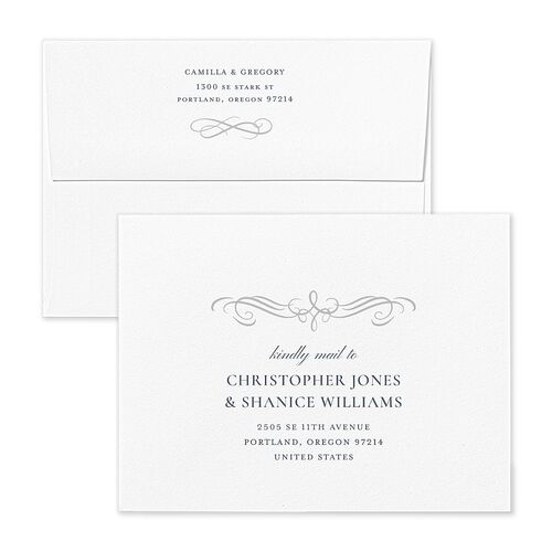Antique Fairytale Thank You Card Envelopes White Midnight Navy Both Recipient and Return Addresses Signature Standard