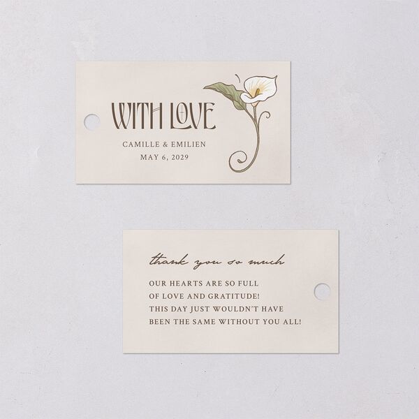 Calla Lily Nouveau Favor Gift Tags Champagne Signature