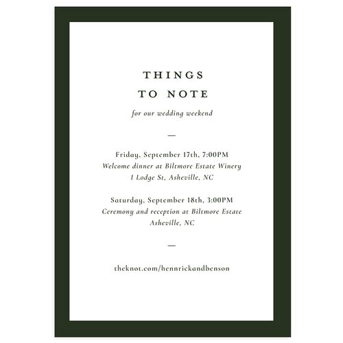 Refined Monogram Wedding Enclosure Cards Dark Green Signature Standard