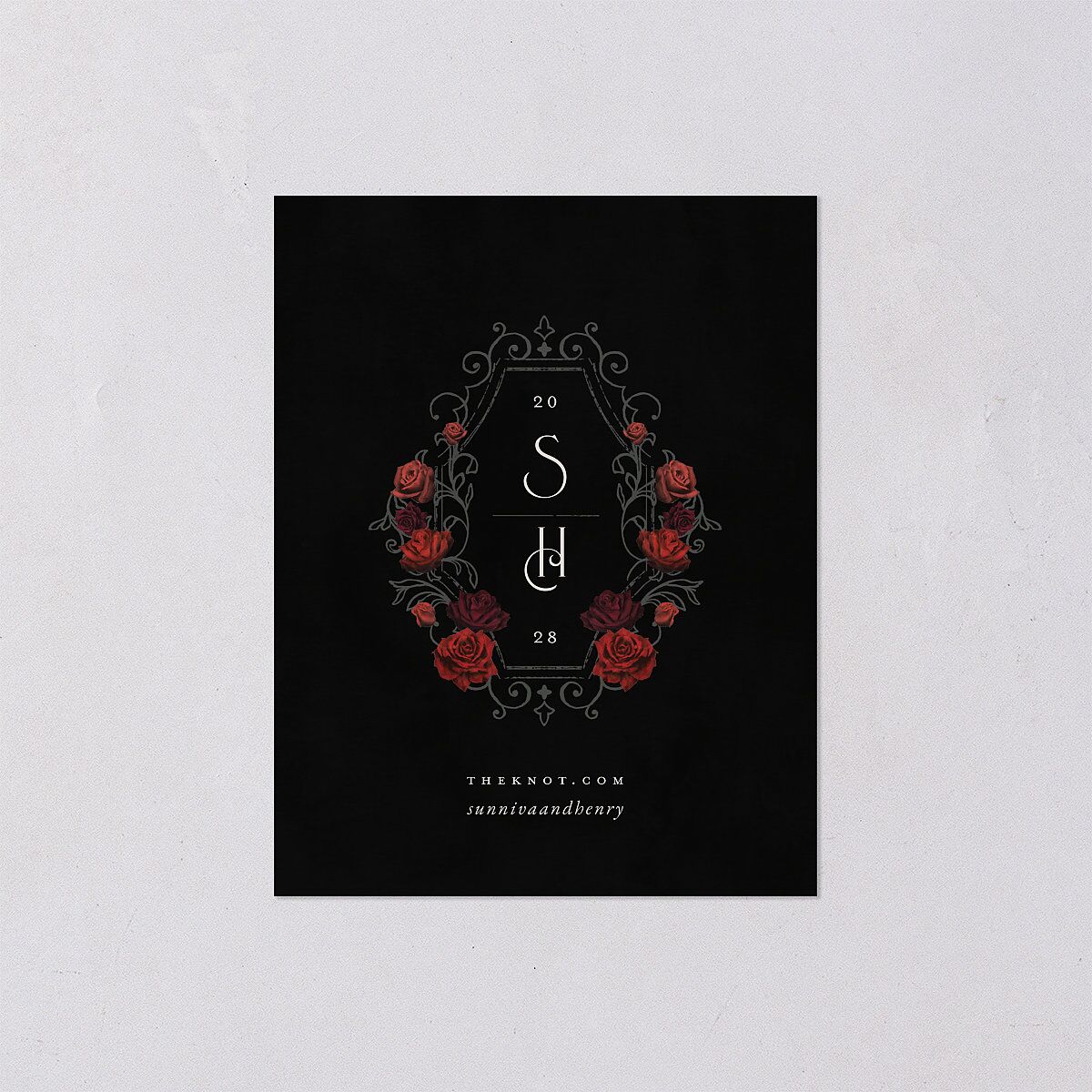 Gothic Date Save the Date Petite Cards Garnet Signature smooth Blank No