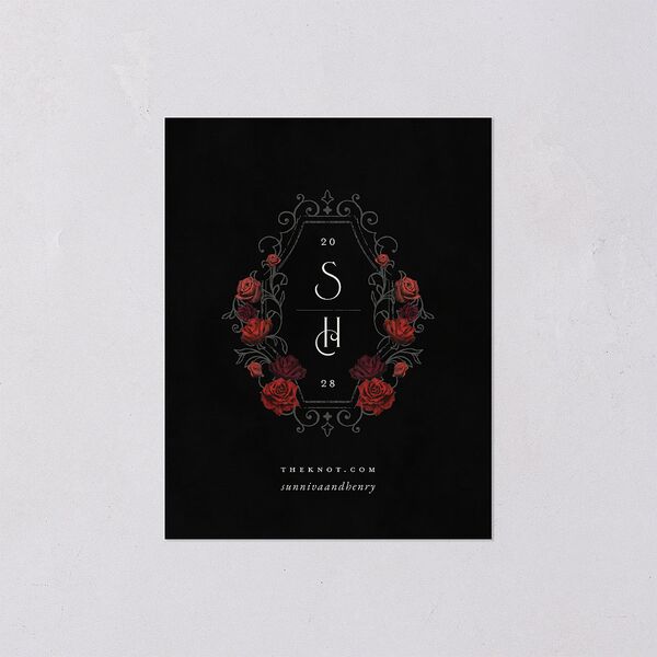 Gothic Date Save the Date Petite Cards Garnet Signature smooth Blank No